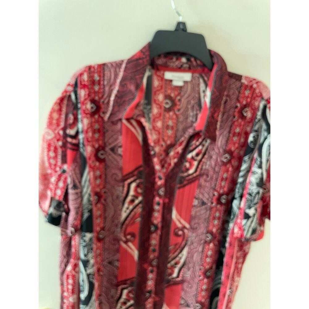 Paisley red and black button up shirt